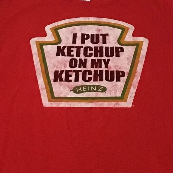 Anvil Heinz “I PUT KETCHUP ON MY KETCHUP “ Red Short Sleeve T-Shirt Size Medium - Picture 3 of 5